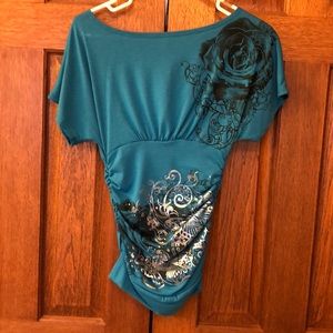 Candy Rain teal blue top